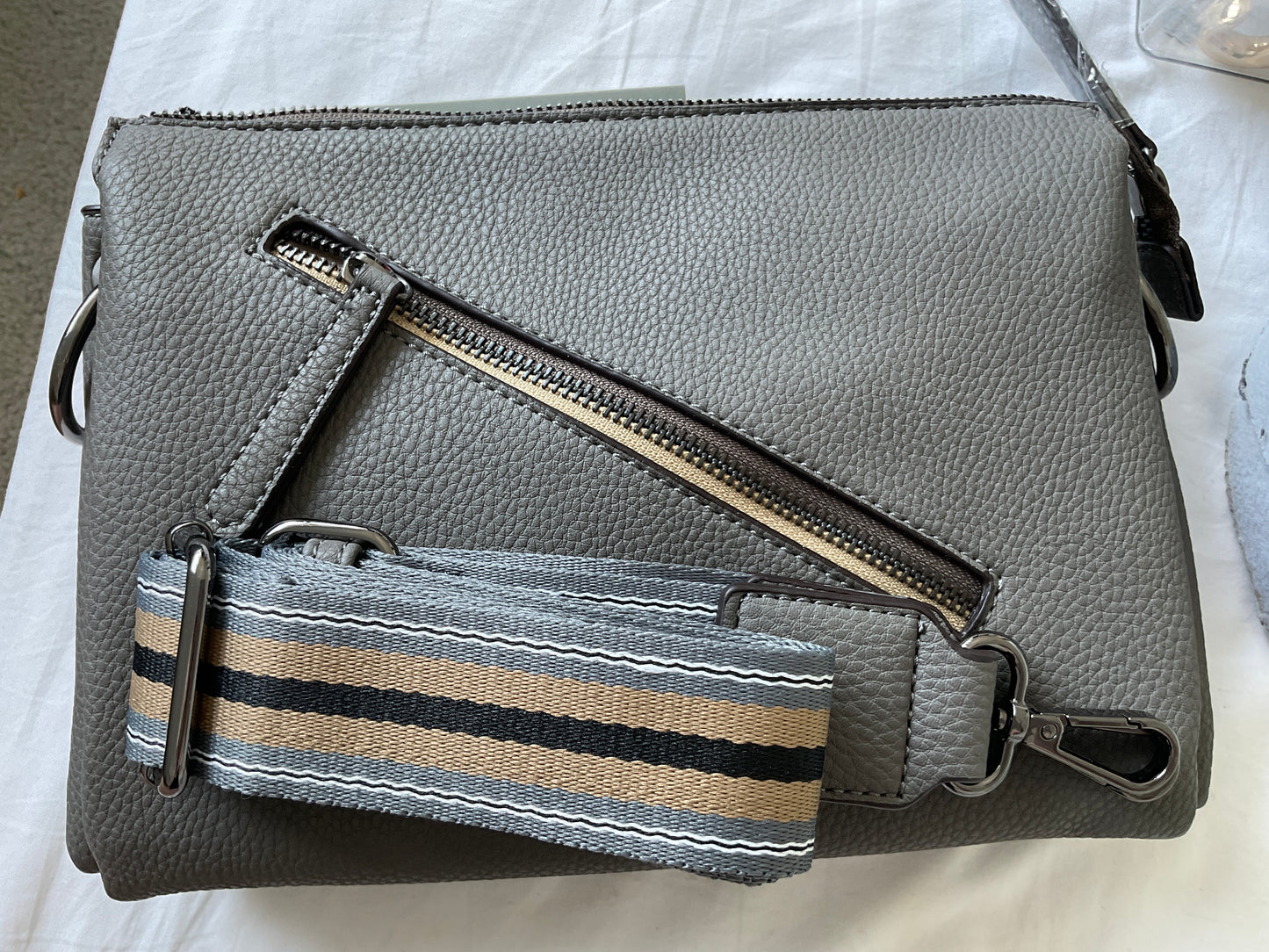 Pebbled Cross Body With Web Strap