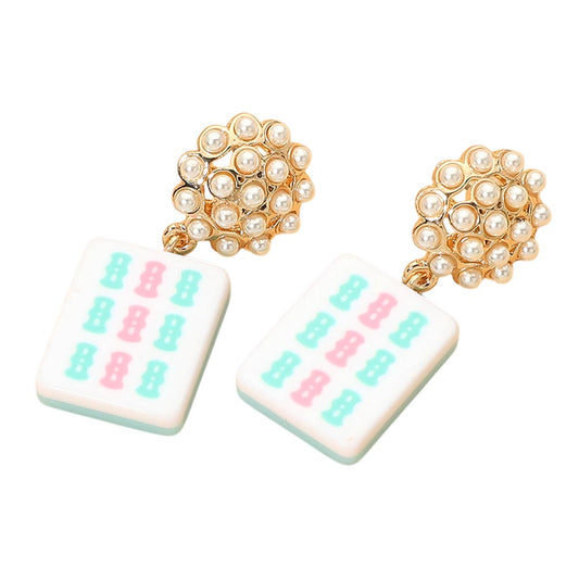 Mah Jong Pearl Drop Earrings