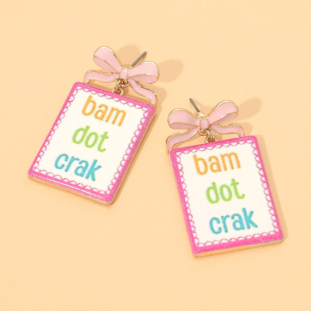 Bam Crack Dot Dangle Mah Jong Themed Earrings