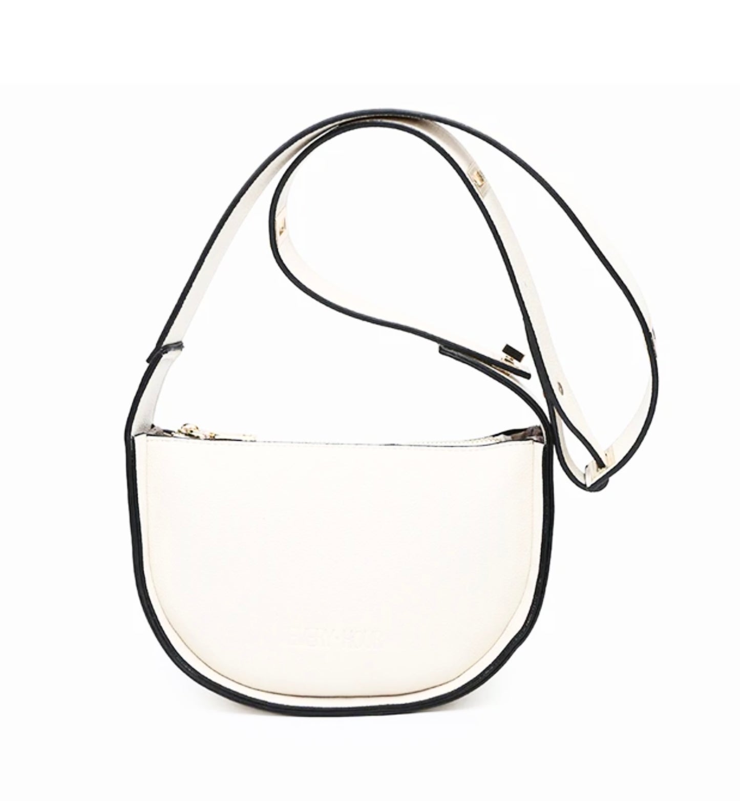 Crescent shaped vegan leather shoulder bag