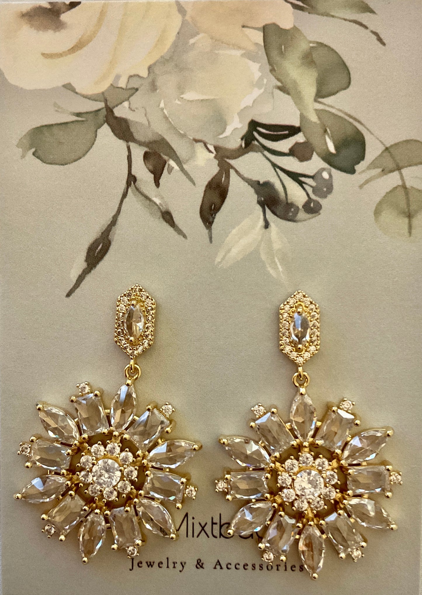 CZ Sunburst Drop Earring