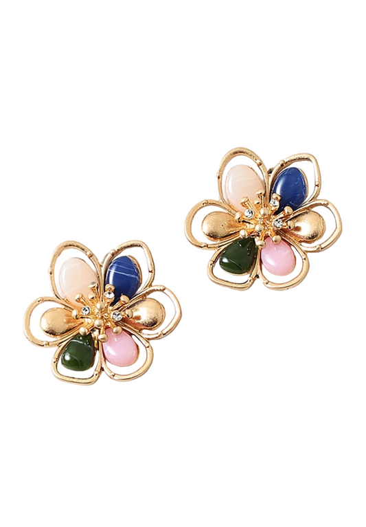 Resin Floral Cluster Earrings