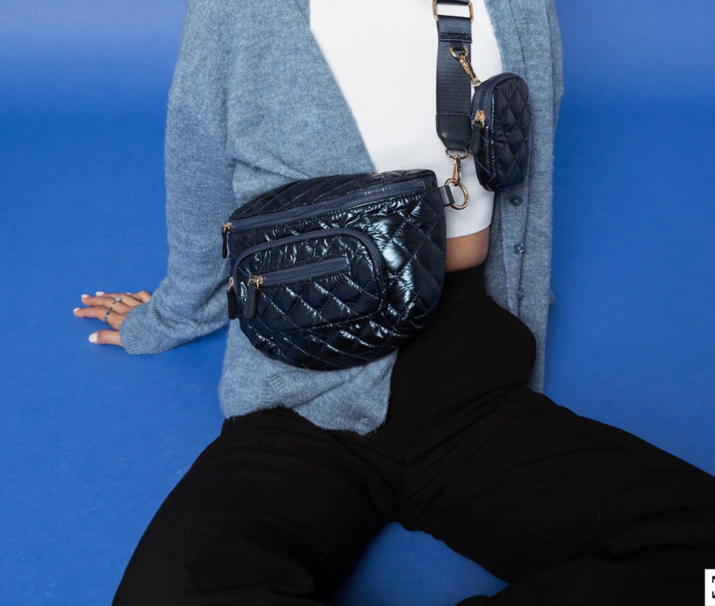 Nylon Quilted Puffer Belt Bag