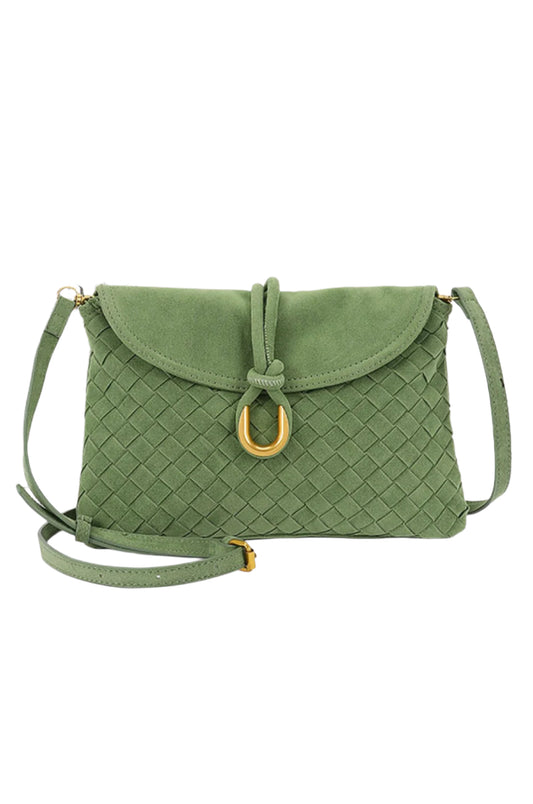 Woven faux suede crossbody/clutch bag