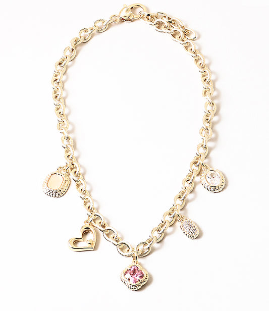Multi charm link necklace