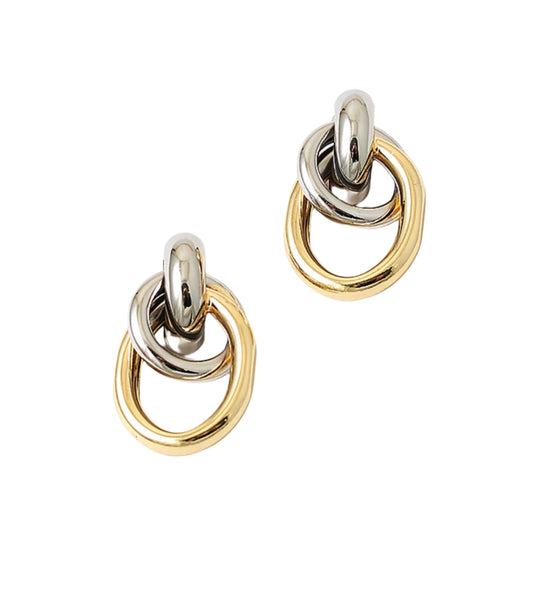 Silver/gold Metal Geo Earring