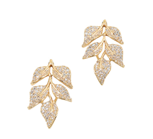Crystal Leaf Earrings