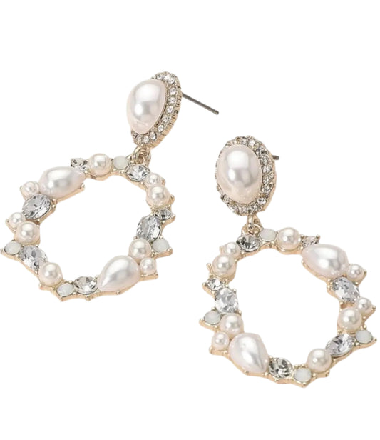 Crystal & Pearl Drop Earrings