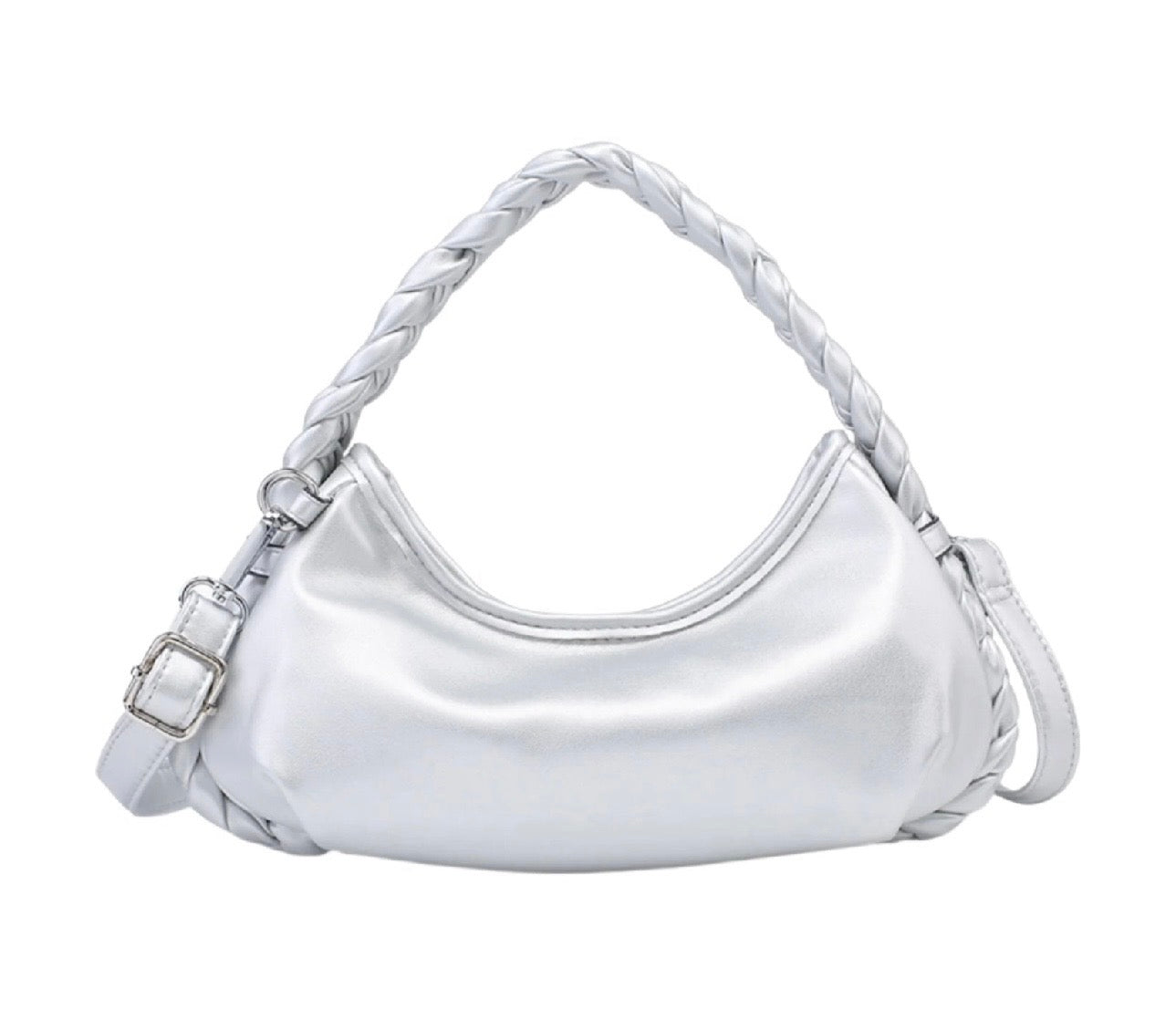 Crescent moon shaped vegan leather shoulder bag
