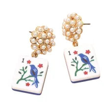 Mah Jong Pearl Drop Earrings