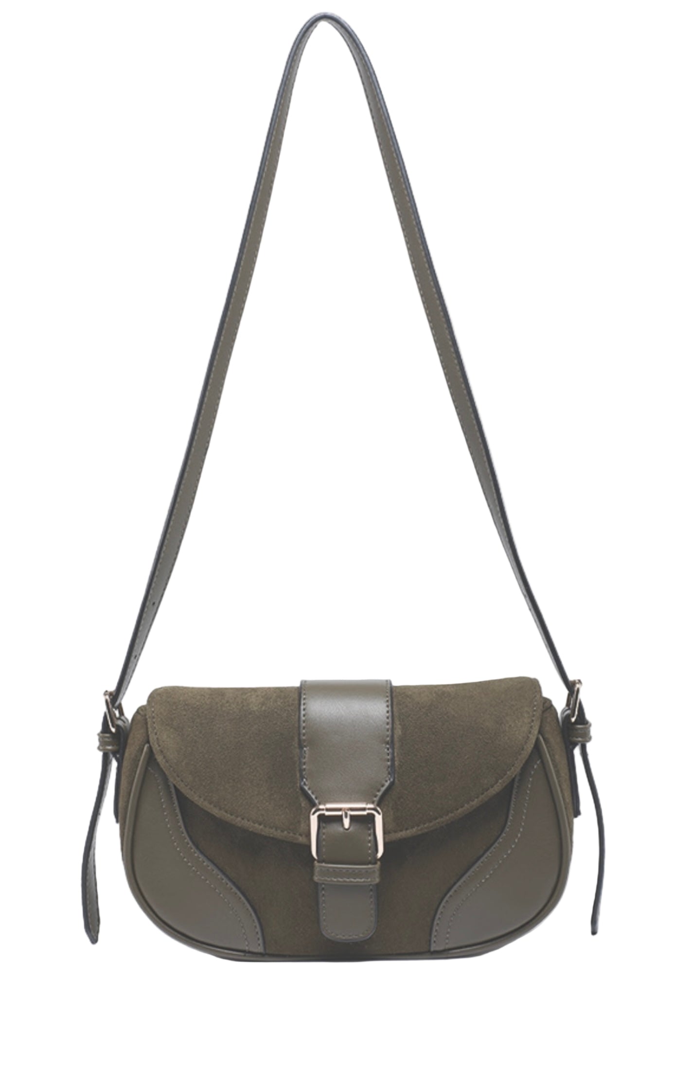 Mix vegan material leather shoulder bag
