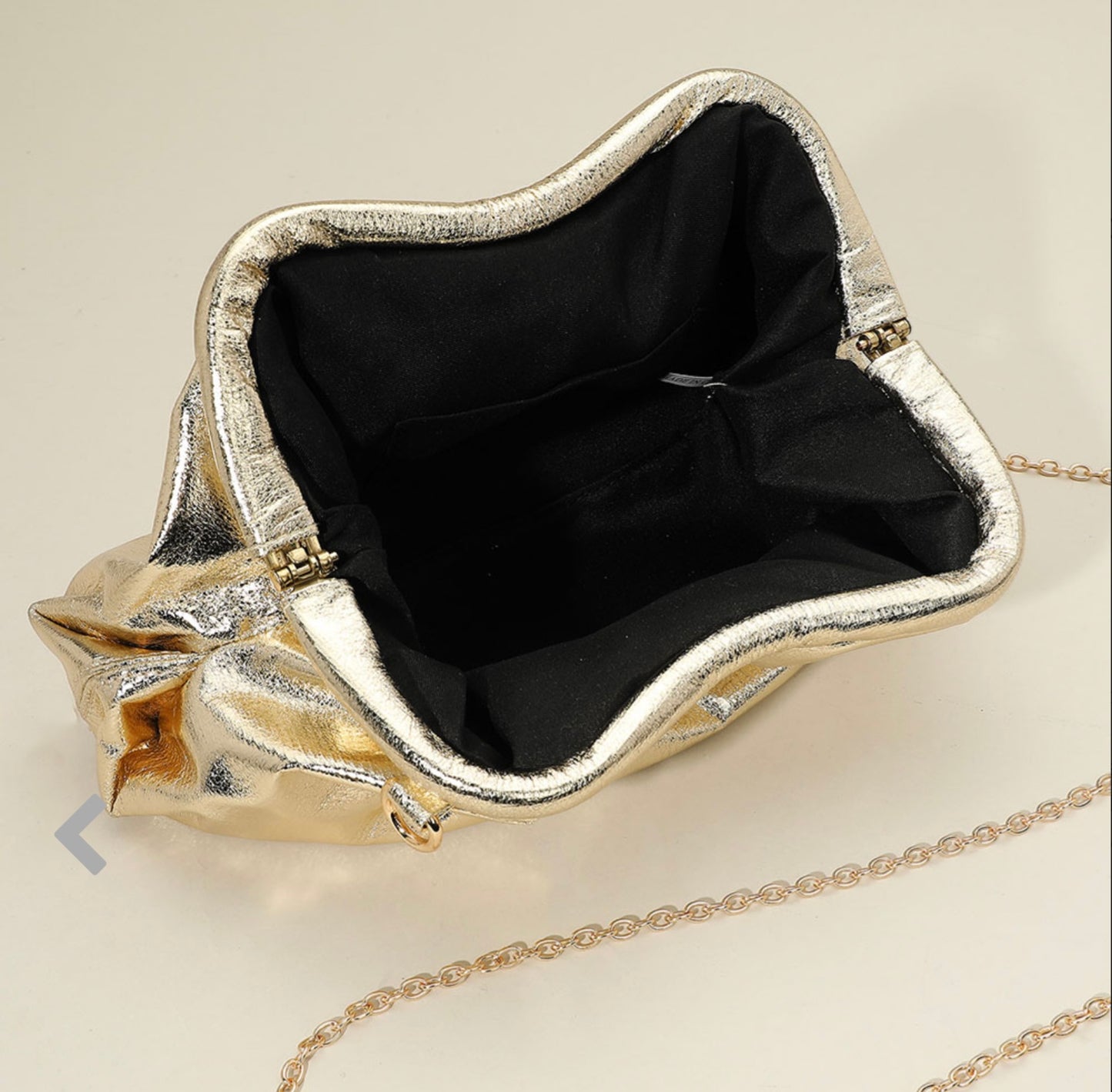 Metallic Pleated Clutch/Crossbody Bag