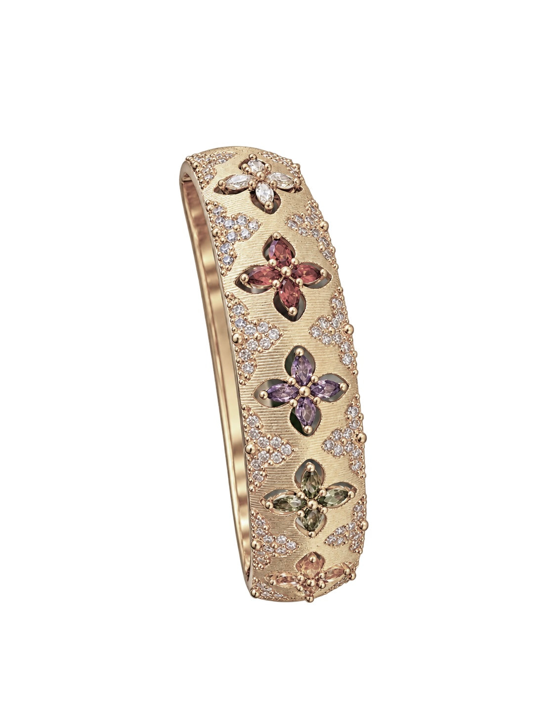 Multi colored CZ Crystal Hinged Bracelet