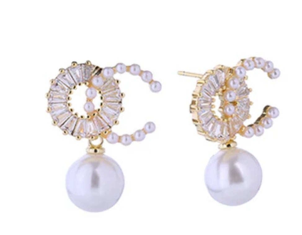 Pearl & Crystal Drop Earrings