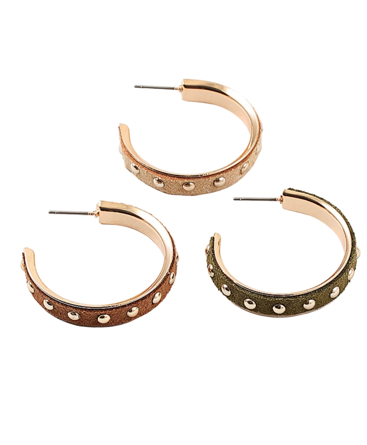 Faux Suede Studded Hoops