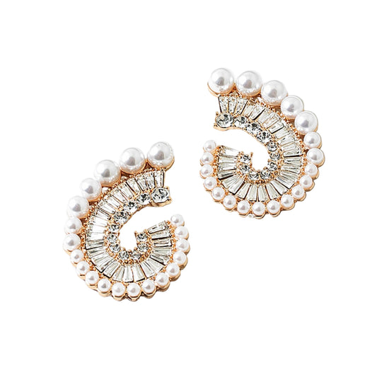 Crystal & Pearl Swirl Earring