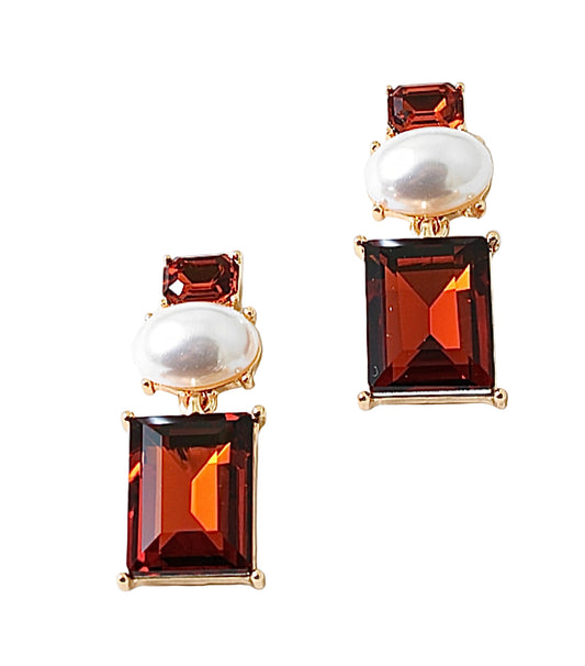 Crystal Drop & Pearl Earring