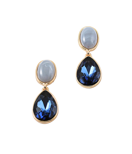 Stone & Crystal Teardrop Earrings
