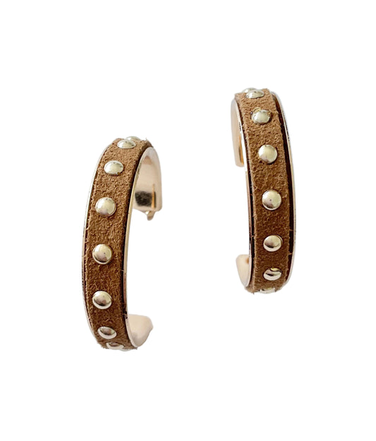 Studded Suede Hoop Earring