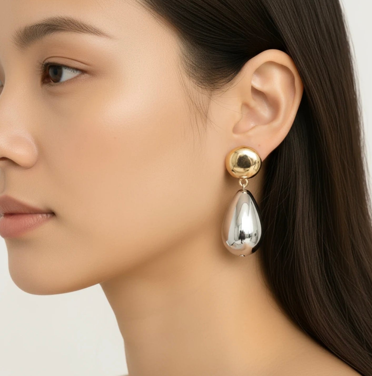 Tear Drop Two Tone Earring