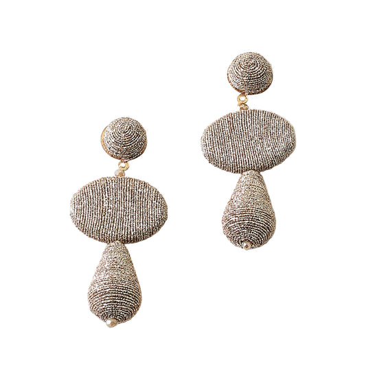 Metallic thread statement earring