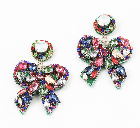 Multicolored Stone Cluster Statement Holiday Esrring