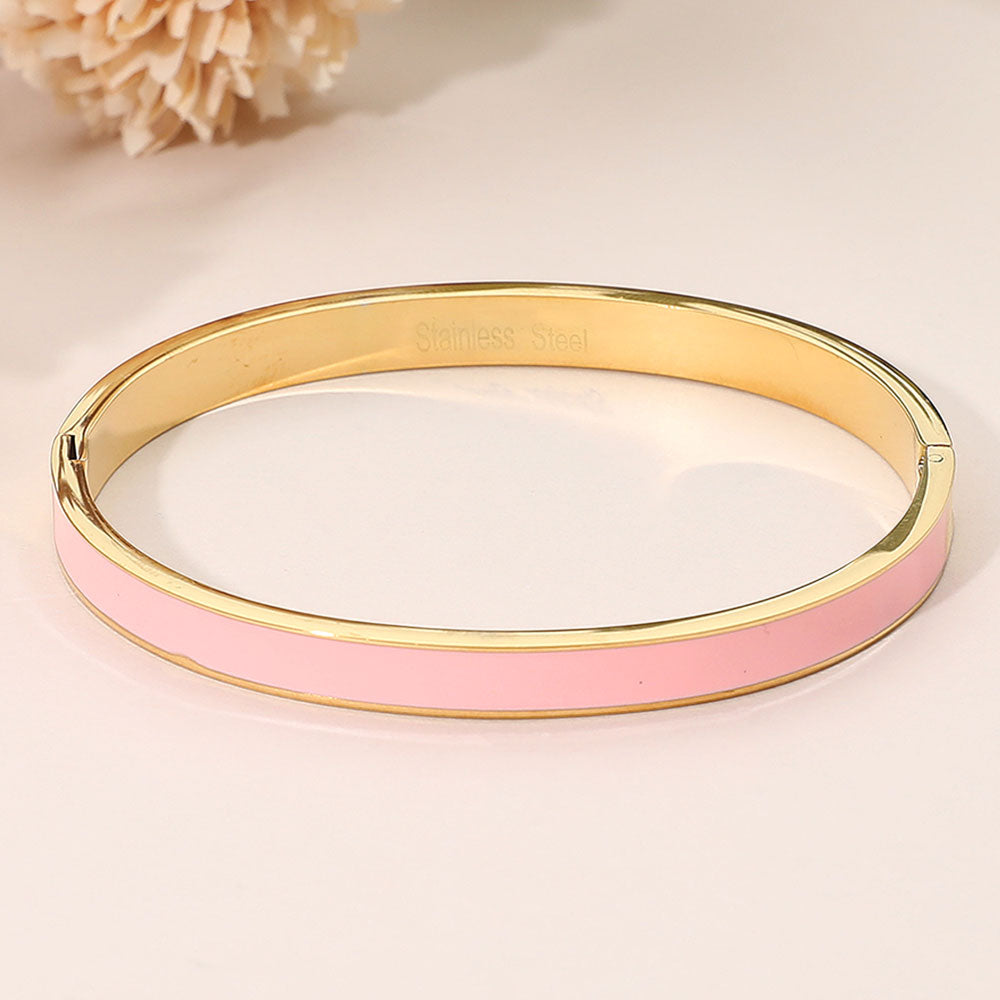 Stainless Steel Enamel Hinged Bracelet