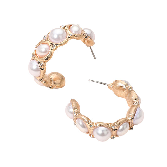 Pear Embellished Open Hoop Earrings