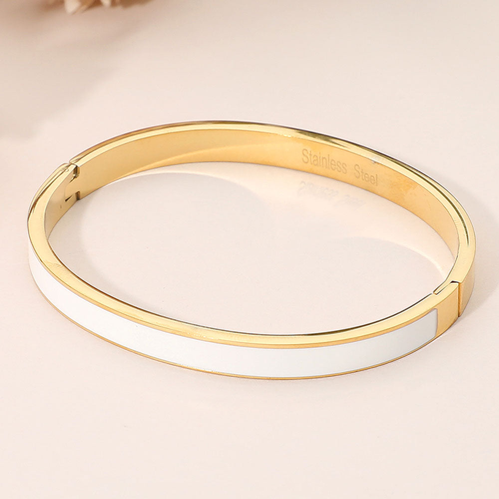 Stainless Steel Enamel Hinged Bracelet