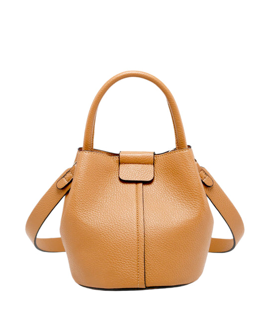 Pebbled vegan leather bucket bag in a bag