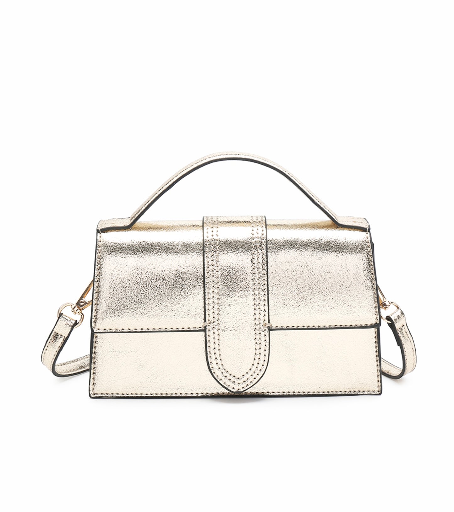 Metallic vegan leather satchel shoulder bag