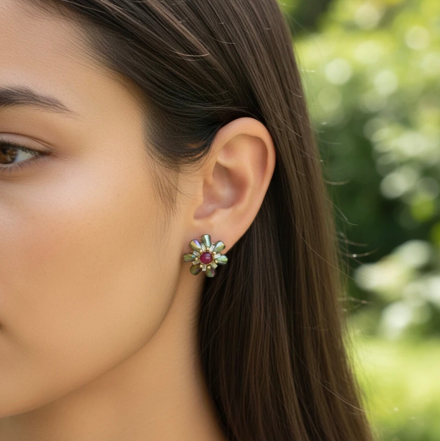 Crystal flower studs