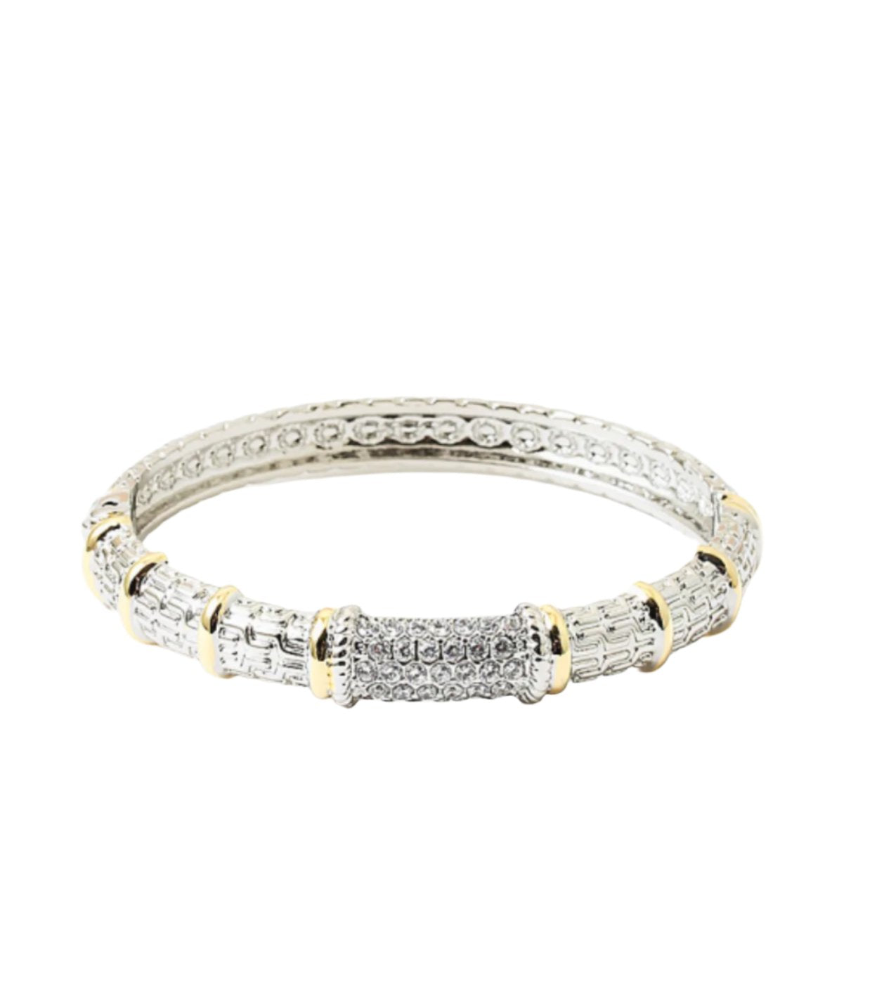 Silver/Gold Cubic Zirconia Cuff Bracelet