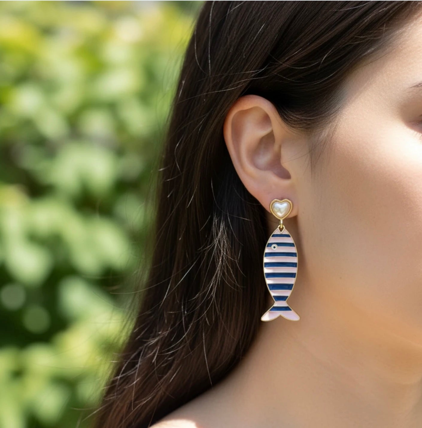 Fish Themed Enamel Dangle Earrings