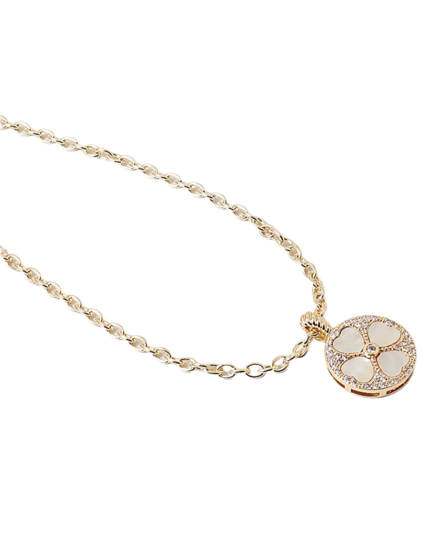 Mother of Pearl Clover Themed Necklace