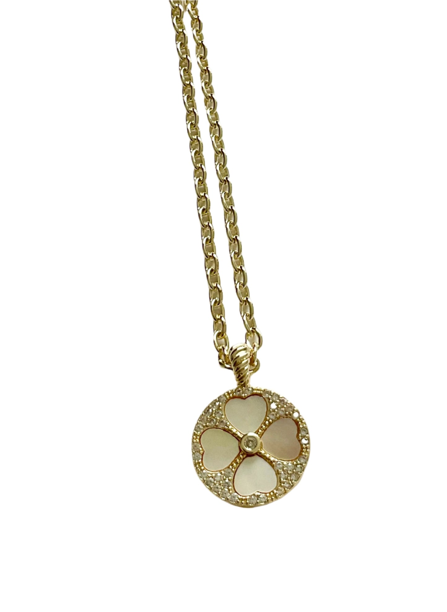 Mother of Pearl Clover Themed Necklace