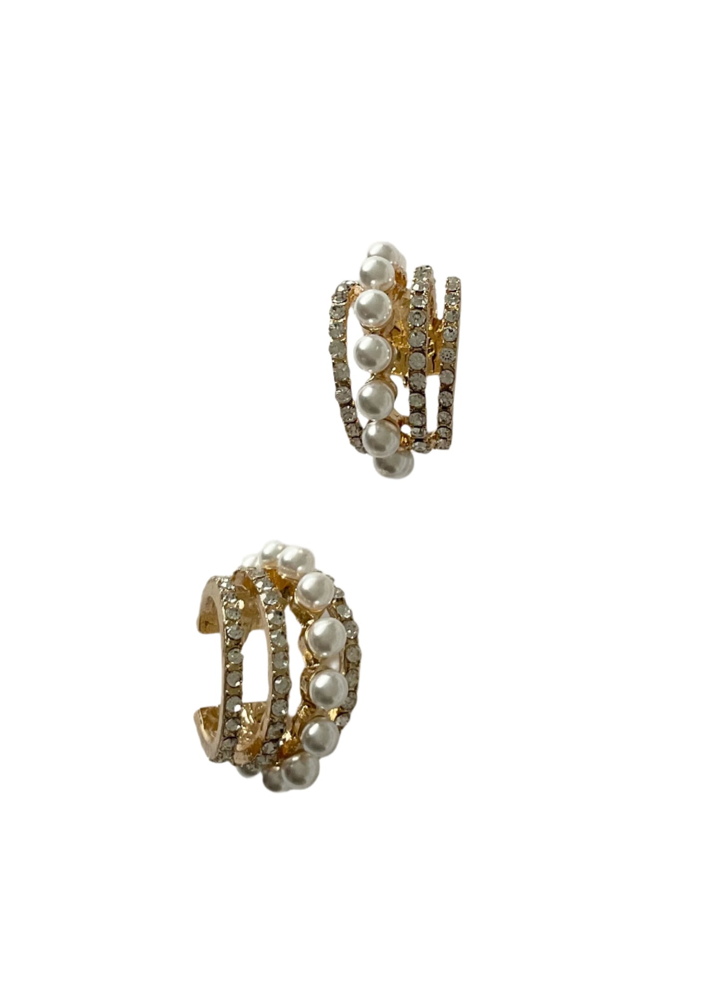 Multi Layer Pearl & Crystal Hoops