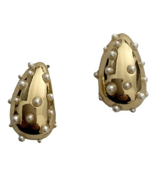 Teardrop Pearl Embellished Stud Earring