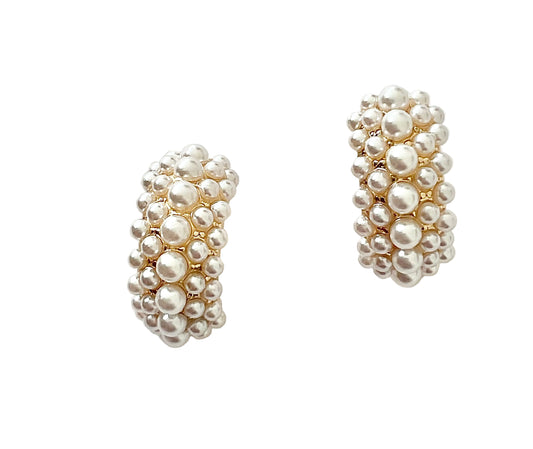 Half hoop pearl earrings