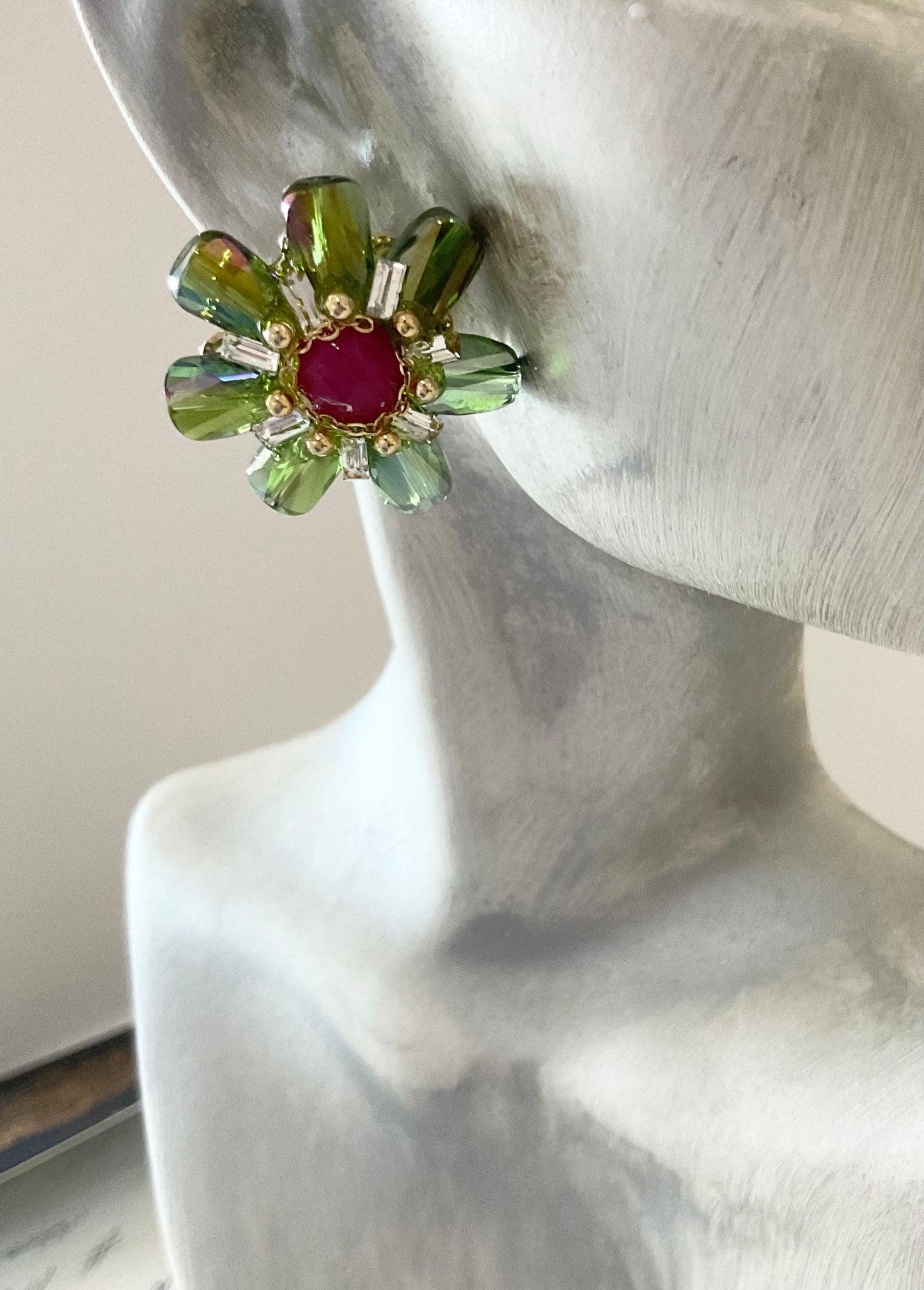 Crystal flower studs