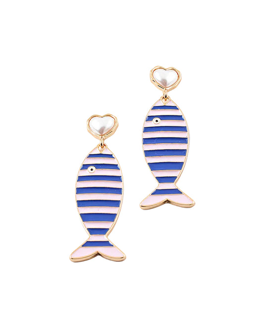 Fish Themed Enamel Dangle Earrings