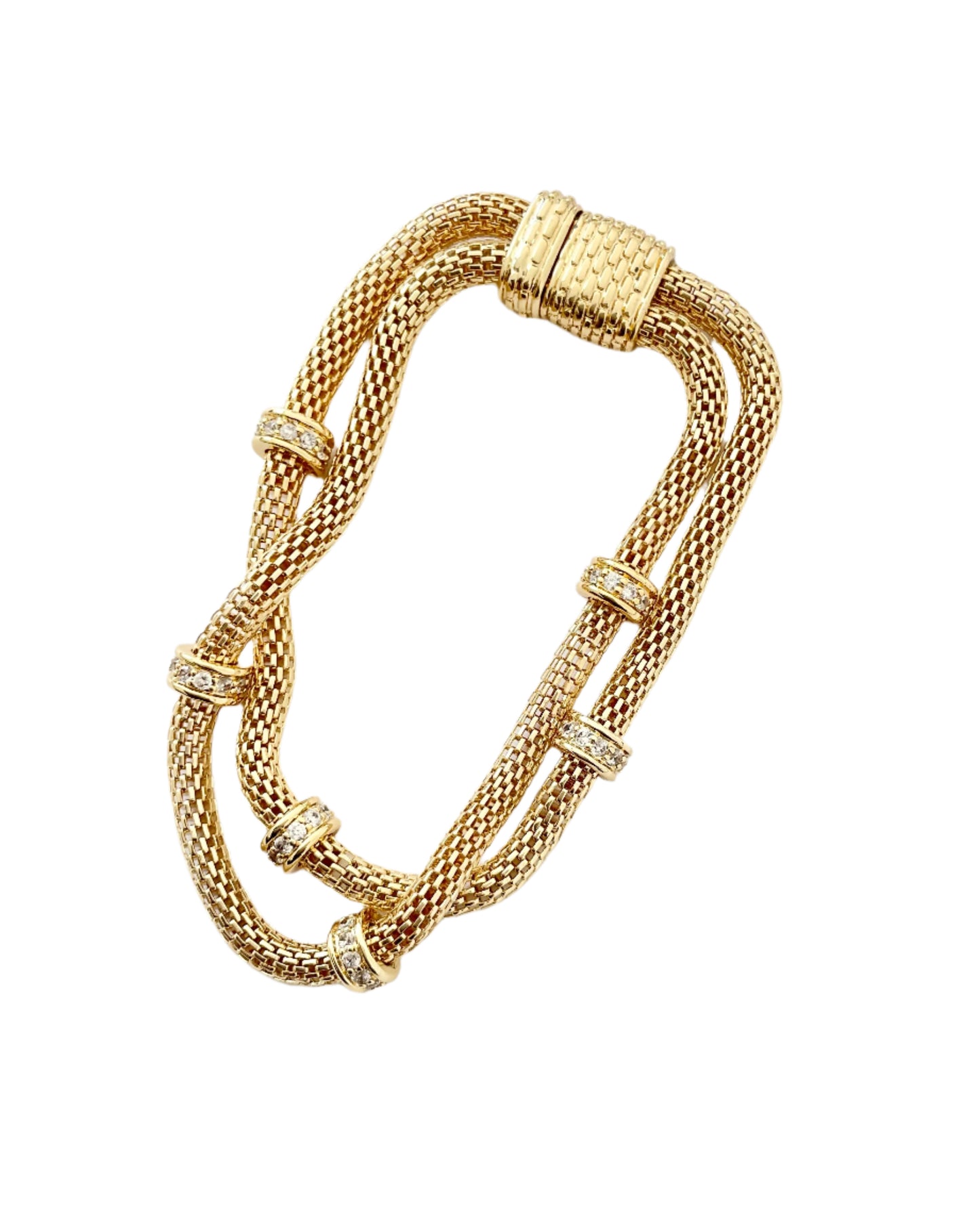 Double strand magnetic crystal tube bracelet
