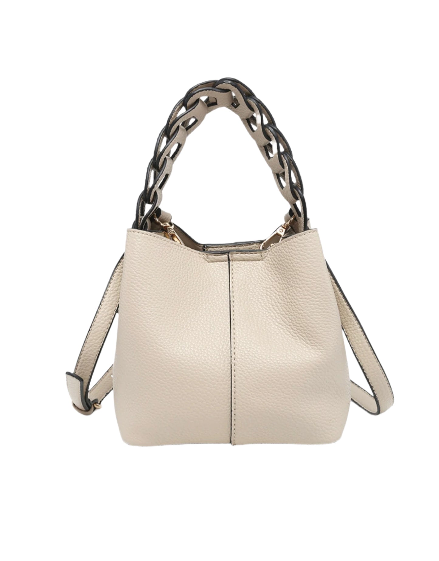 Braided Handle Mini Bucket Bag