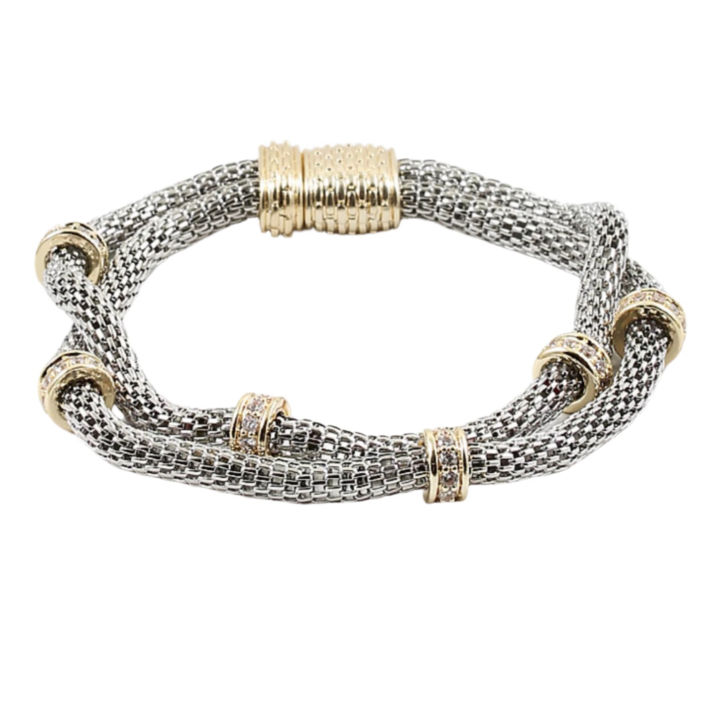 Double strand magnetic crystal tube bracelet