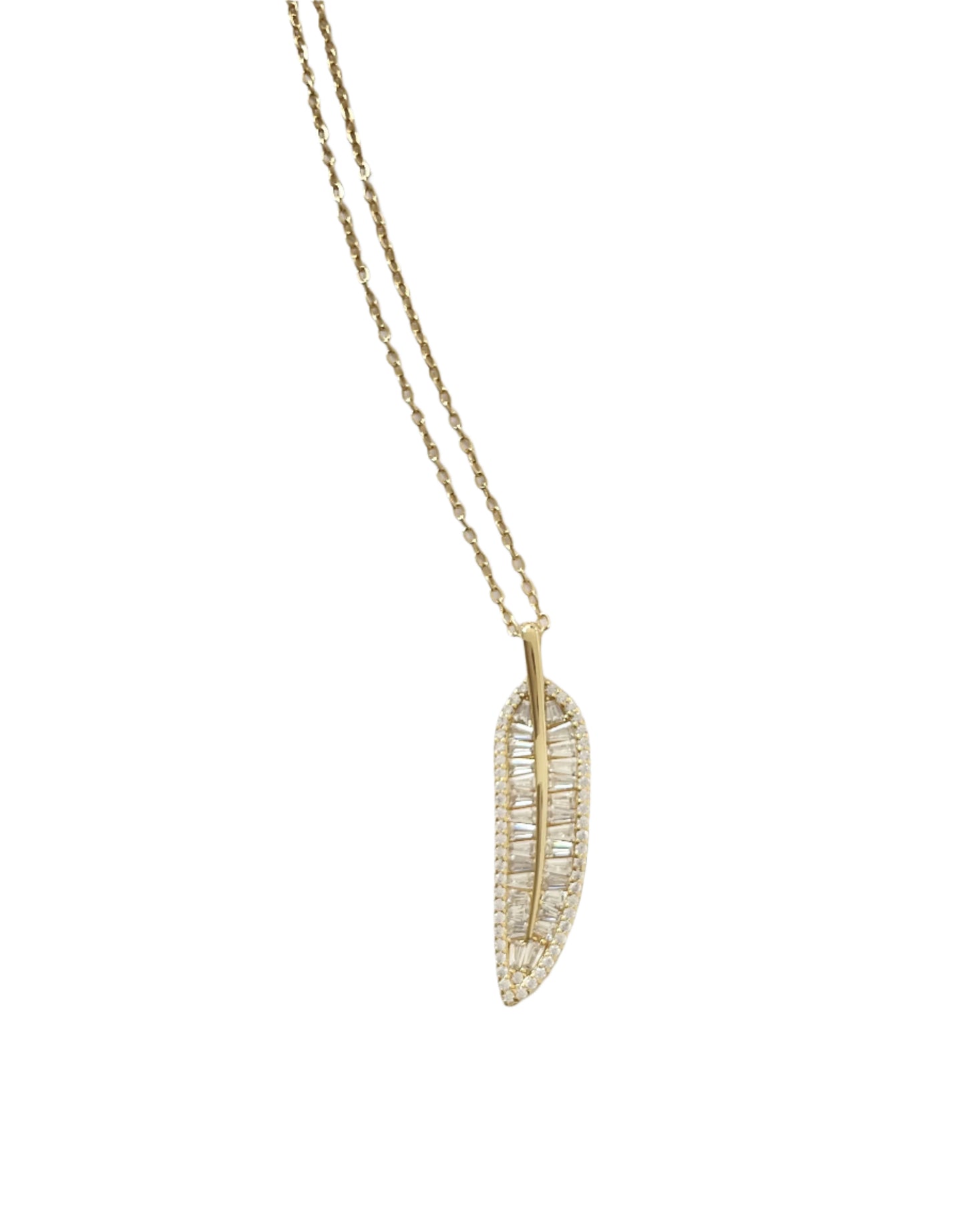 Sterling Silver & Crystal Leaf Pendant Necklace