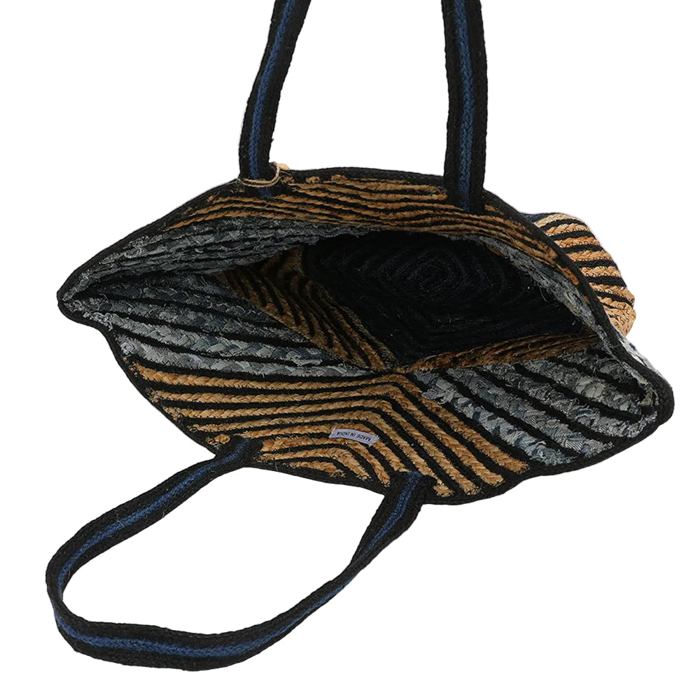 Chevron Woven Straw Tote Tassel Embellishment