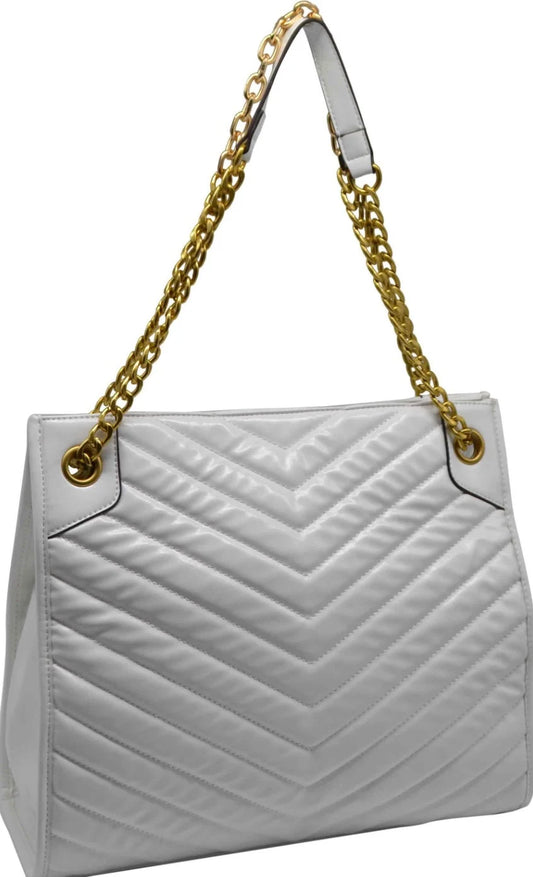 Chevron Patterned Glazed Vegan Tote