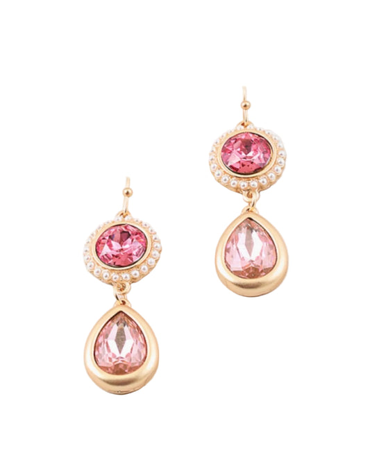 Matte Gold Crystal Pearl Drop Earring