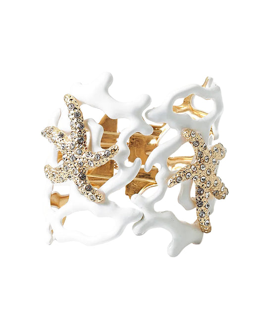 Enamel Starfish Themed Hinged Bracelet
