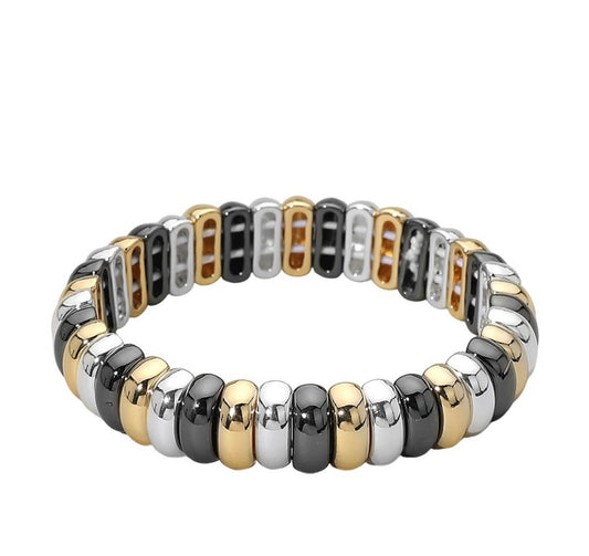 Tri Tone Metal Stretch Bracelet